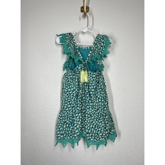 Peek Toddler Girl 3T Floral Dress Lace Trim Tassel - Picture 3 of 6